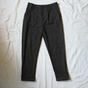 ZARA high rise pleated glen plaid trousers S